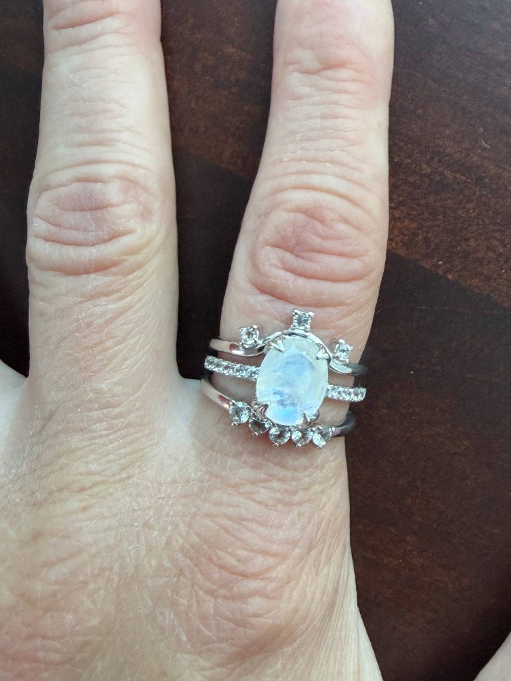 Stackable Moonstone Size 8 Ring Set - Picture 1 of 1